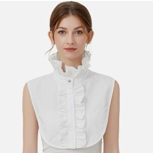 False Collar Retro Victorian Ruffle | Mock Half Shirt | Black & White | One Size